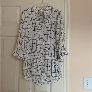 White Patterned Button Up